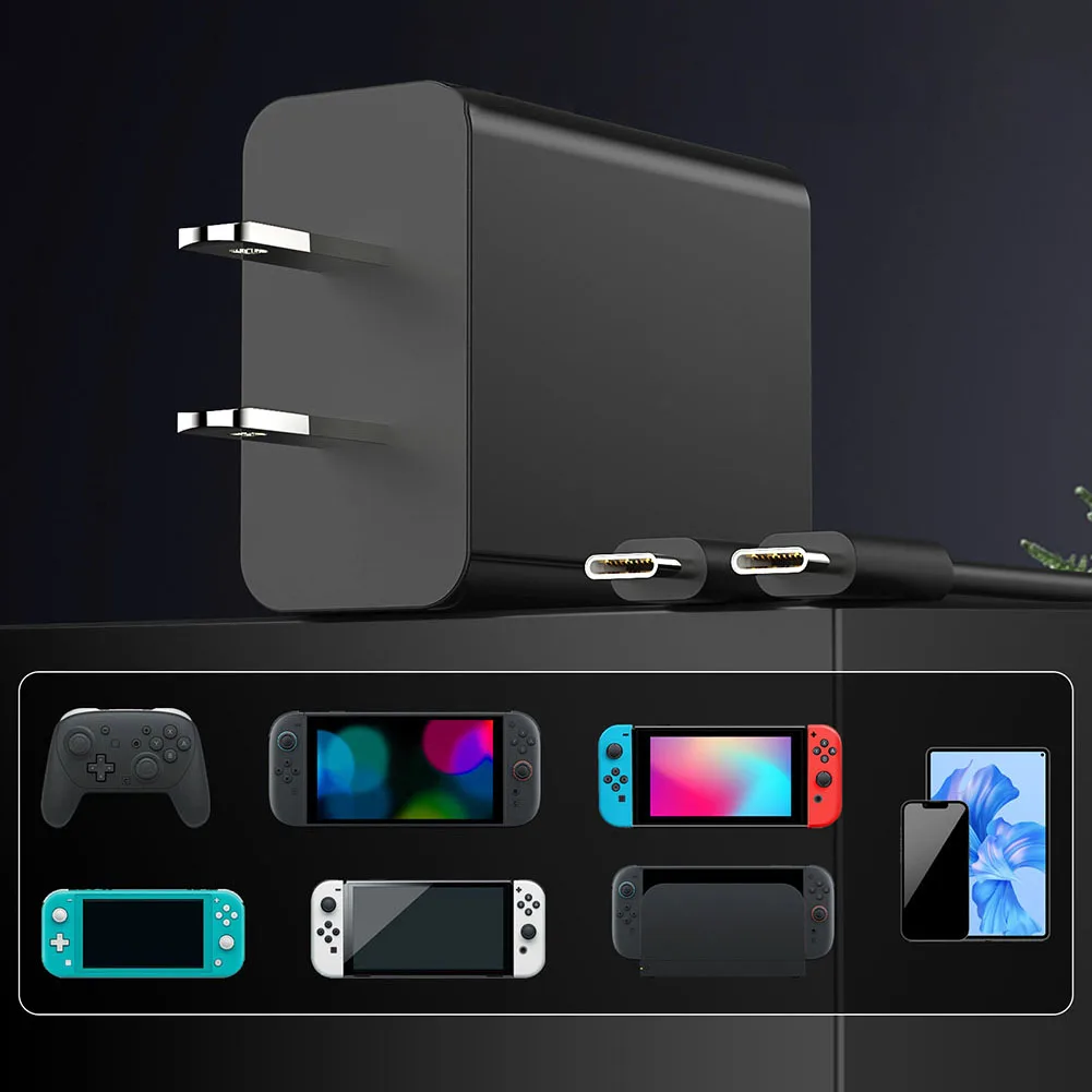 

Зарядное устройство 60 Вт, адаптер переменного тока, источник питания с кабелем USB C, настенное зарядное устройство, зарядное устройство типа C для аксессуаров Nintendo Switch2