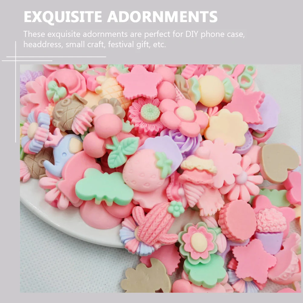 50 Pcs Hair Tie Rope Material Lovely Samll DIY Craft Prop Decor Phone Case Charm Adorable Style Small Accessory Resin