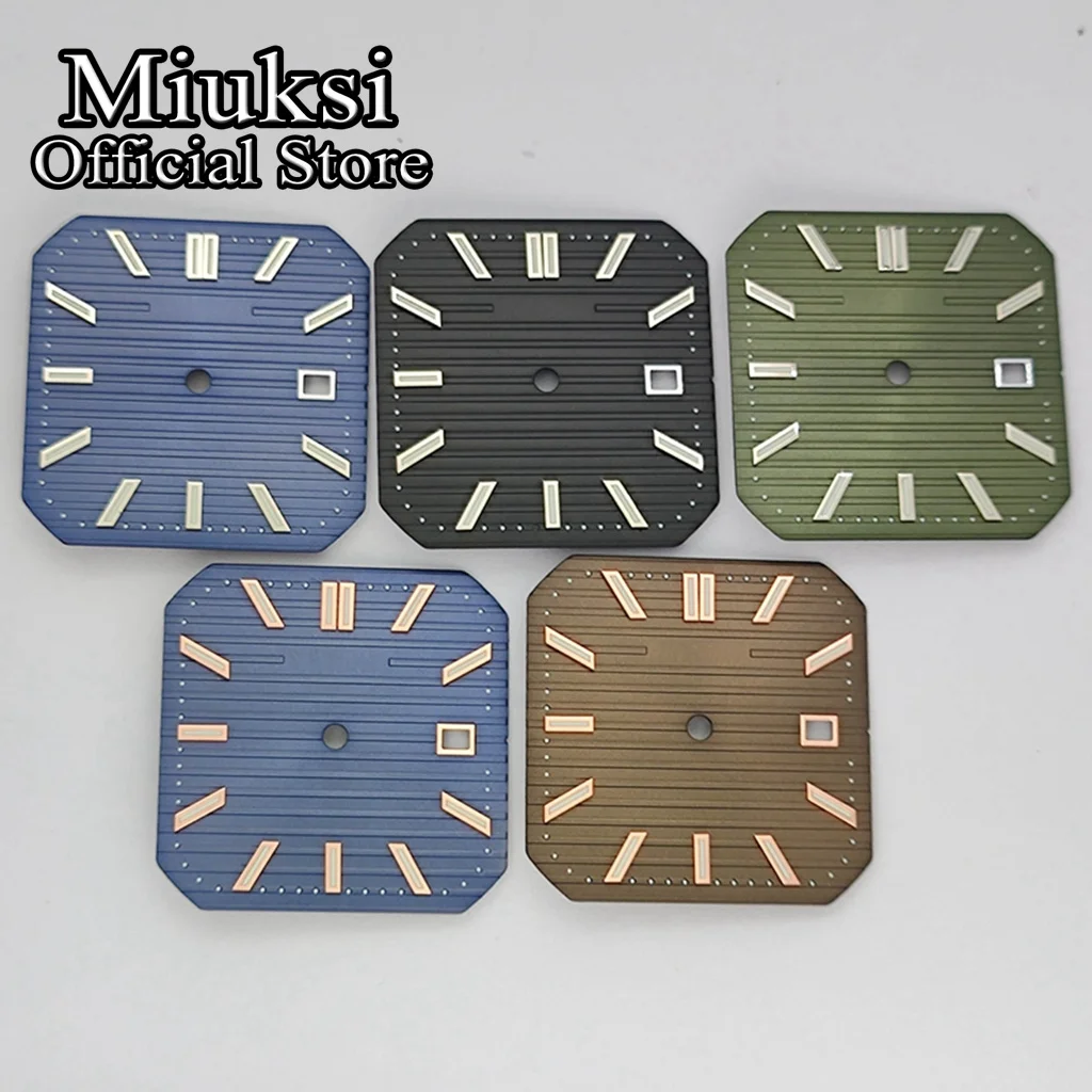 Miuksi 29 مللي متر NH35 أسود/أزرق/أخضر قرص ساعة مضيئة تناسب NH35 ميوتا 8215 8205 831a DG2813 3804 حركة أوتوماتيكية