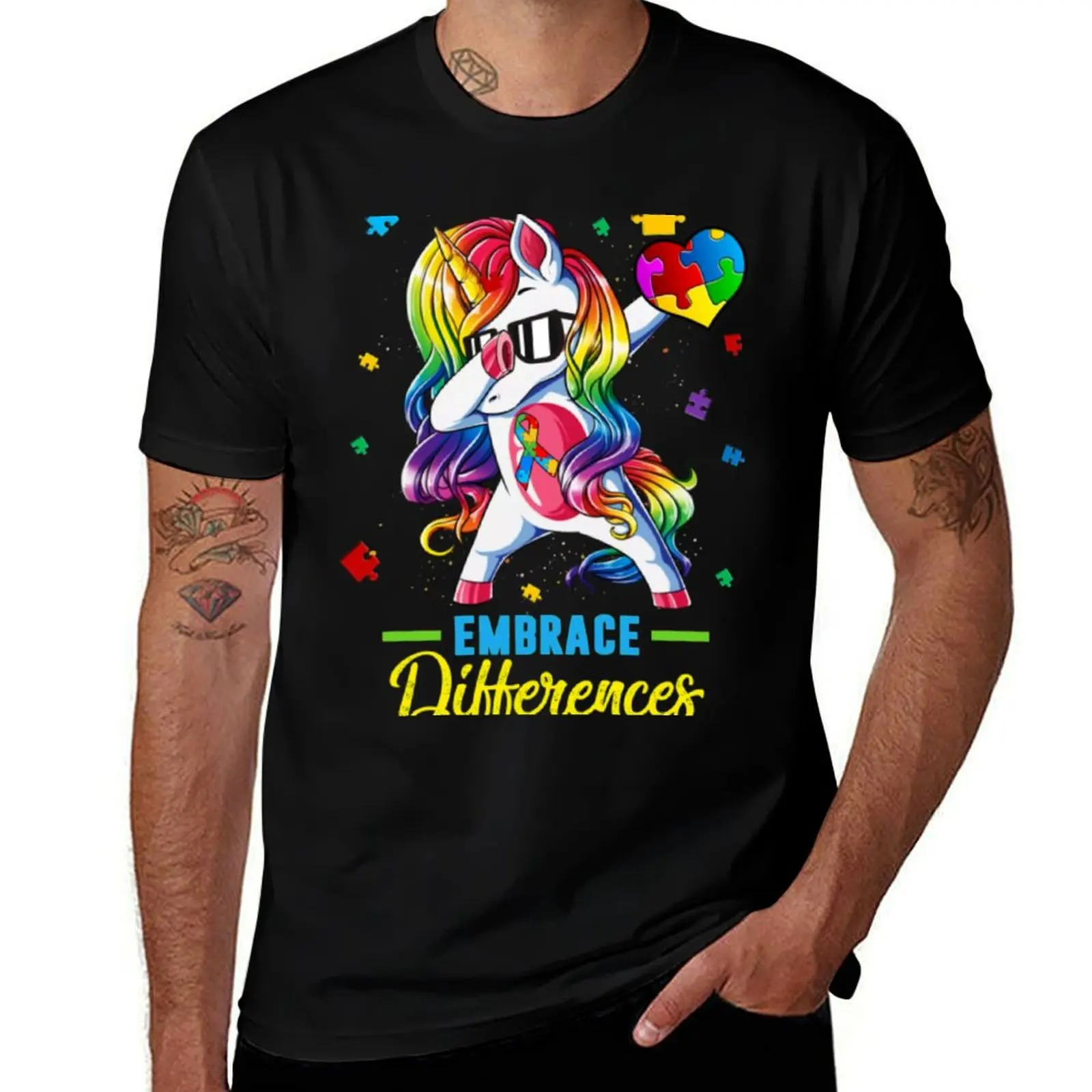 

Embrace Differences Unicorn Autism Awareness T-Shirt t shirt for man t shirts for man cotton soft mens graphic t shirts T-shirt