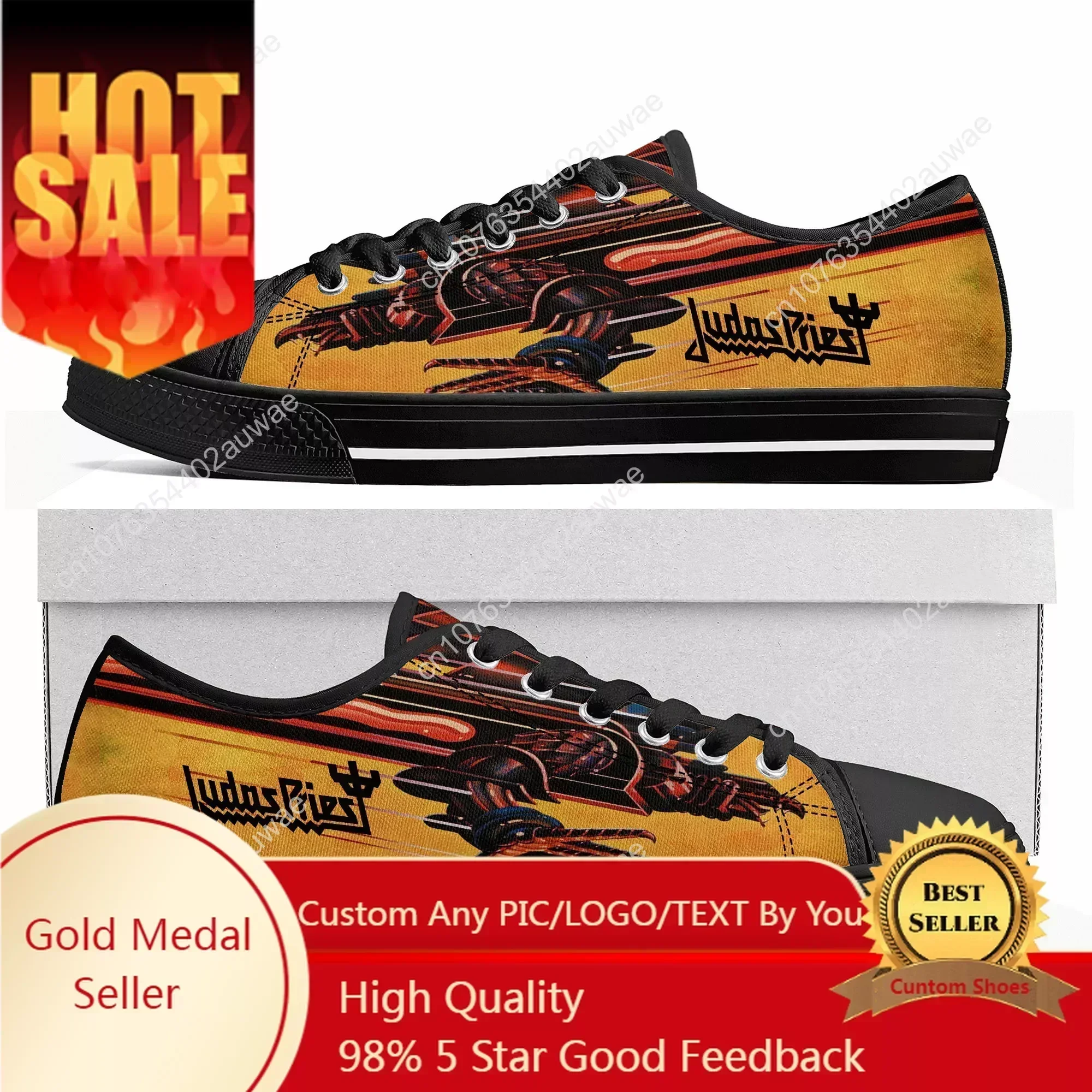 

Judas Priest Heavy Metal Rock Band Low Top High Quality Sneakers Mens Women Canvas Sneaker Casual Custom Couple Shoes
