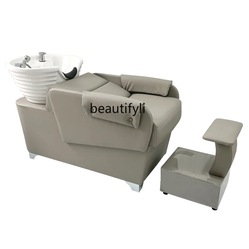 

Barber Shop Shampoo Chair Hair Salon Hair Salon Ceramic Basin Massage Half Lying Flushing Bed Fashion Style