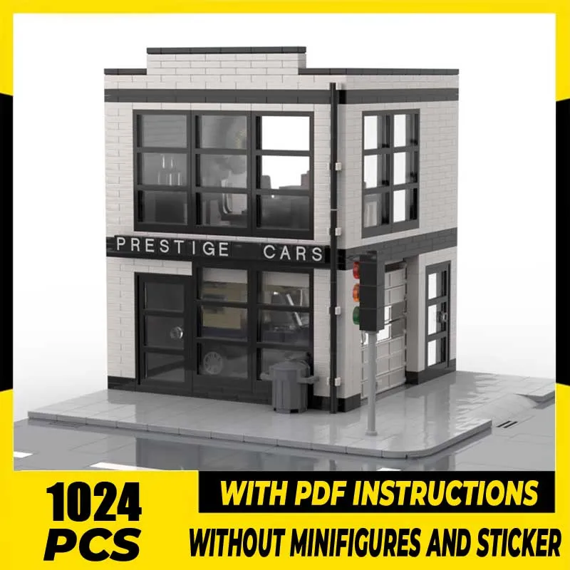 

Moc Building Blocks 4 stud wide Car Dealer Model Technology Brick DIY Assembly Street View Model Construction Holiday Set Toys