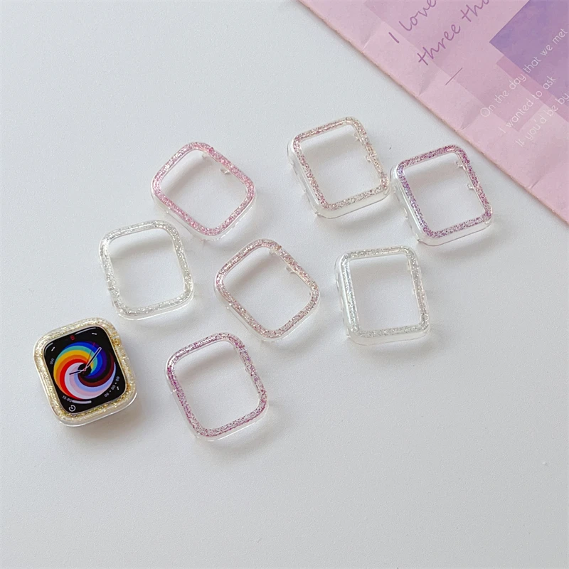 Glitter Case For Apple Watch 49mm 45mm 41mm 44mm 40mm 42mm 38mm Bling Screen Protector Cover iwatch Series Ultra 8 7 3 4 5 6 SE