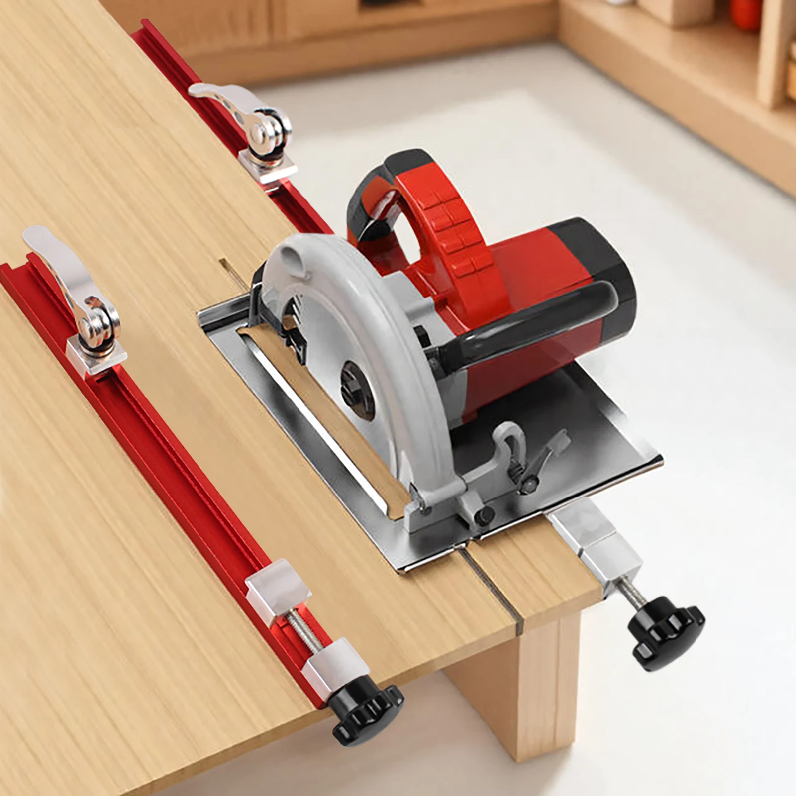 240mm 360mm Al Alloy Circular Saw Guide Rail Adjustable Cutting Machine Base Positioning Guide for Woodworking Cutting & Milling