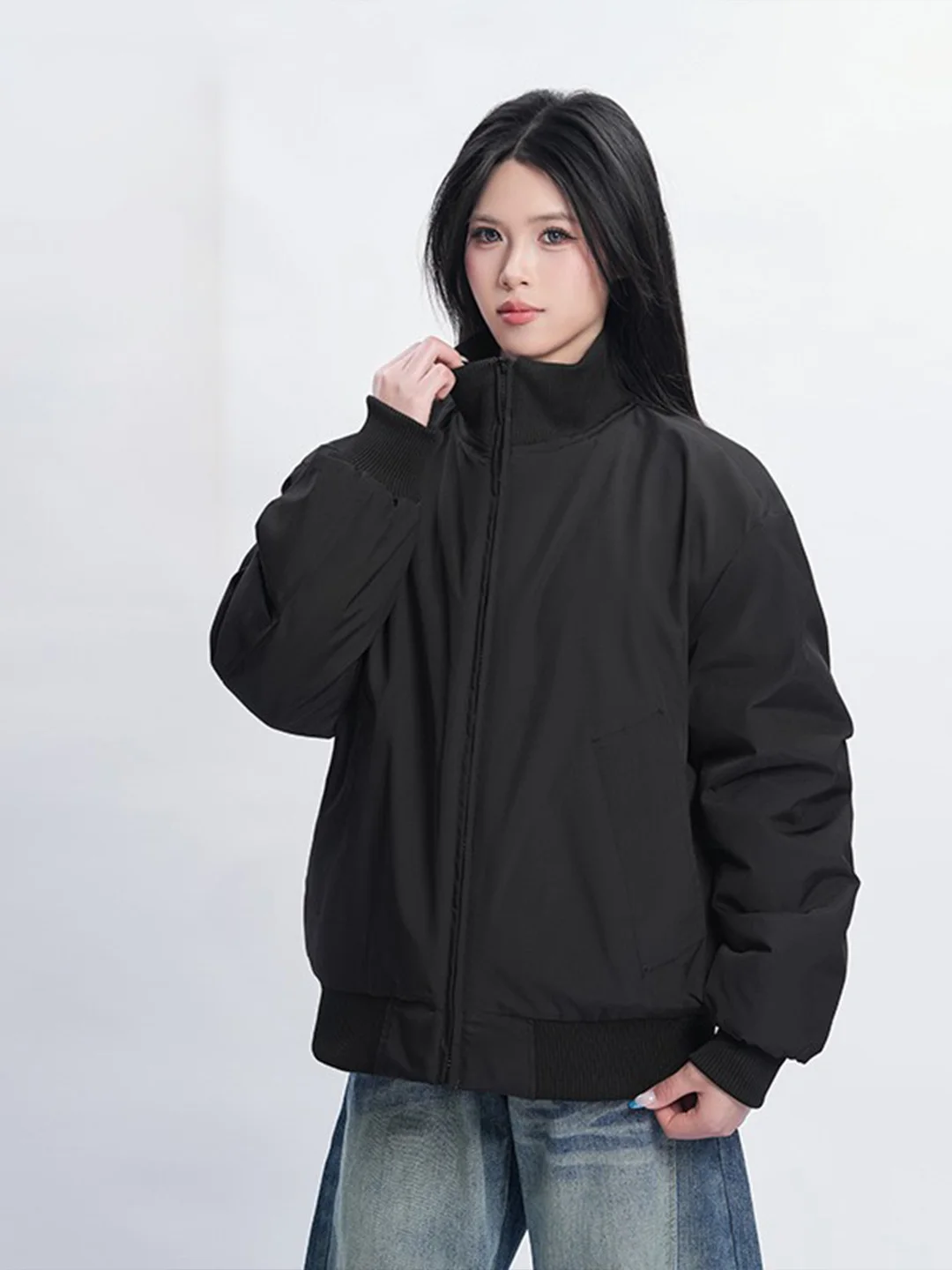 

Warm Thiened Cotton Jaet Men's Stand Collar down Cotton Coat Sli Winter Outerwear Versatile Color American High...