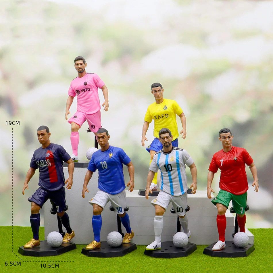 pcs New Football Star FIFA C.Ronaldo  Messi Mbappe Model Dolls Cartoon Cute Action Figure Car Accessories Football Fans Gifts