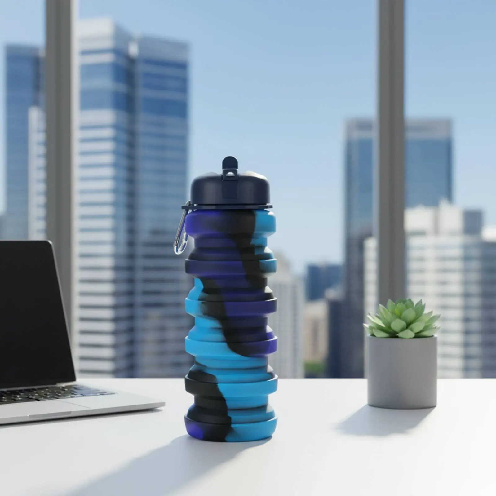 Folding Silicone Cup Space Saving Portable Silicone Cup Collapsible Travel Mug Reusable Drinkware Unique Shape for School - view 5