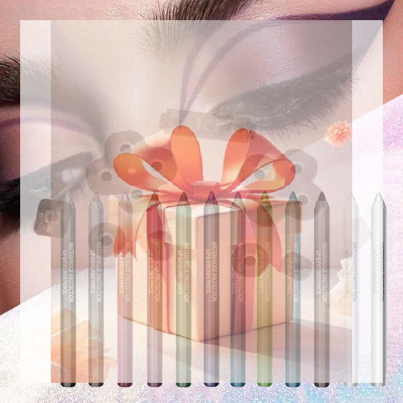 1 Stück 14 Farben Lidschattenstift Multifunktionaler Highlighter Perlglanz Glitzer Eyeliner Gel Augen-Make-up-Stift Einfarbiger Highlighter