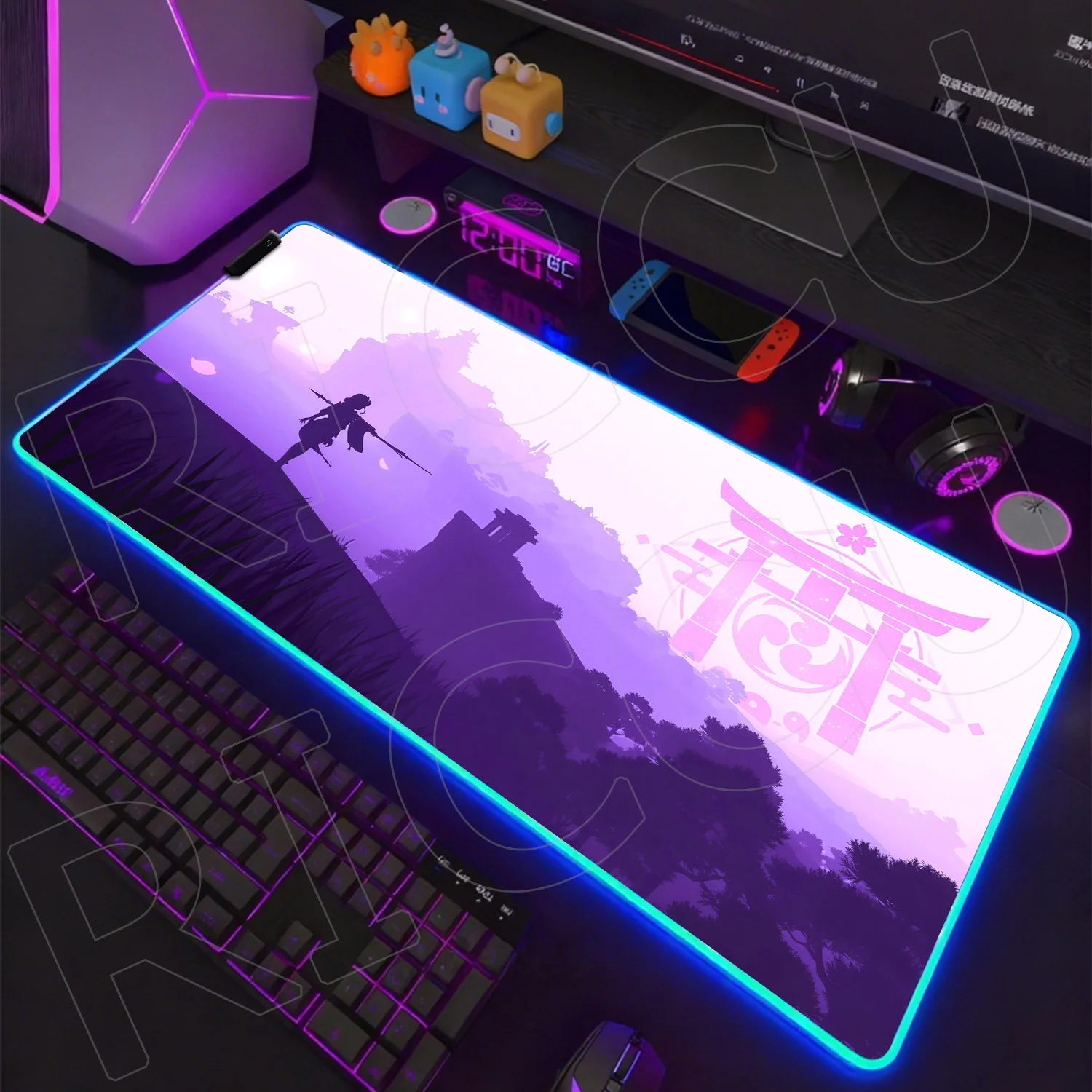 

RGB XXL Genshin Impact Mouse Pad Computer Desk Mat Deskpad Laptop Keyboard Office Large Landscape Hot selling sizes LED Mousepad