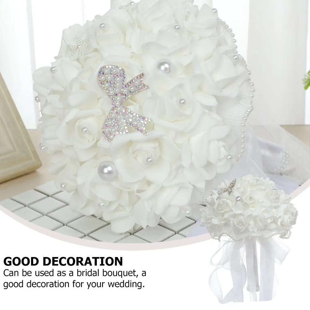 1Pcs Pearl Bridal Bouquet Romantic Wedding Decorative Flower Bouquet Simulation Flower Adornment Photography Props Wedding