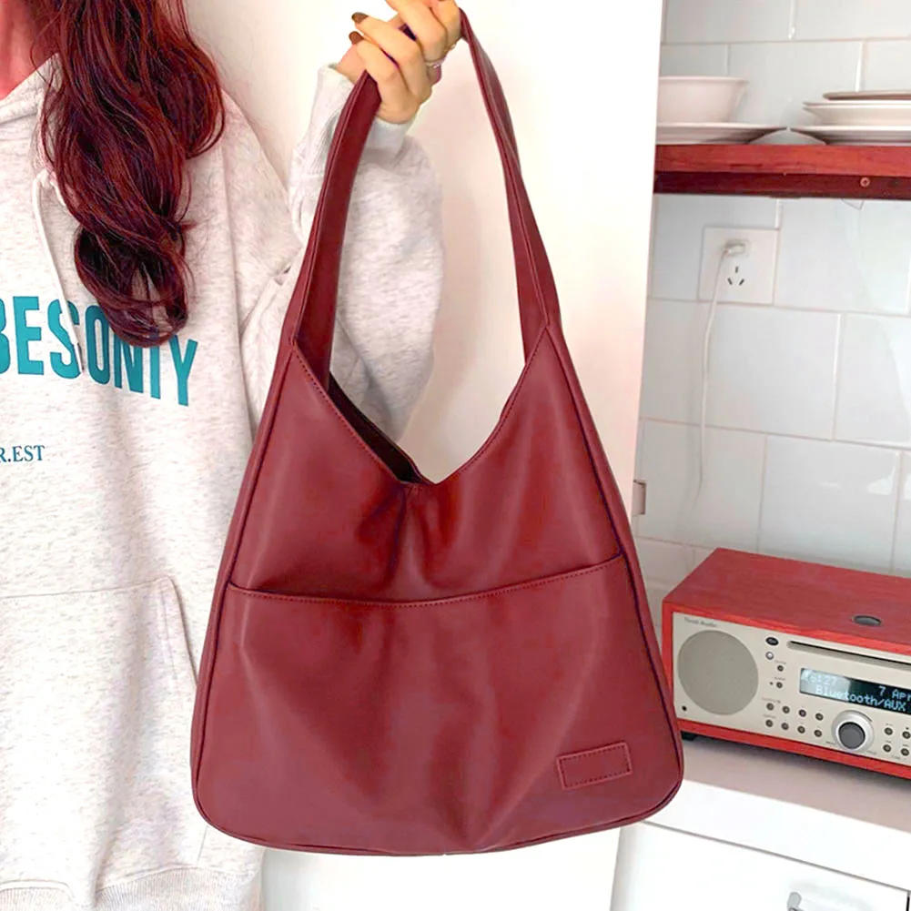 Women Vintage Hobo Bag Casual PU Leather Shoulder Bag Large Capacity Retro Tote Handbag Soft Underarm Bag Fall Winter Bag