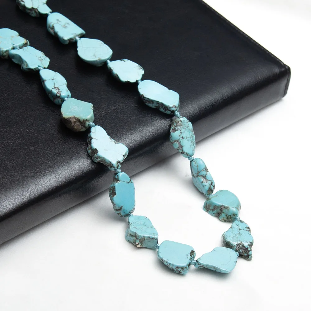 

Fashion Natural Turquoise Stone Irregular Shape Handmade Necklace Bracelet Jewelry Accessories 14x22-12x24mm