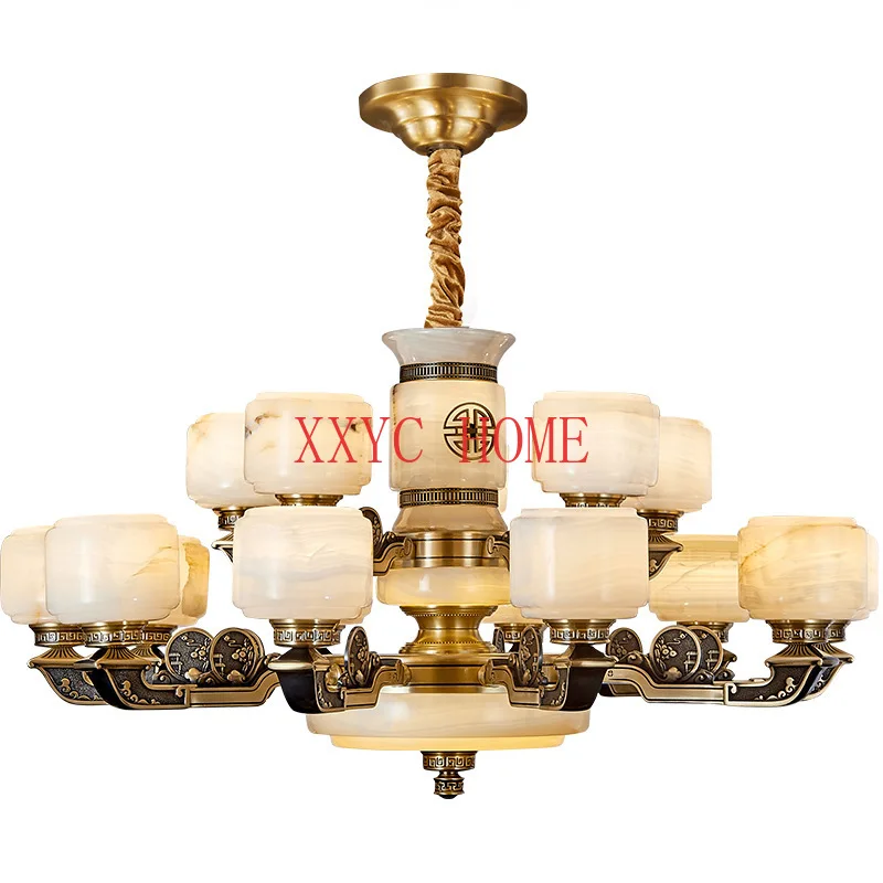 Chandelier Jade Modern Simplicity with American Style Living Room Dining Room Luxury Villa Zhongshan Ancient Town