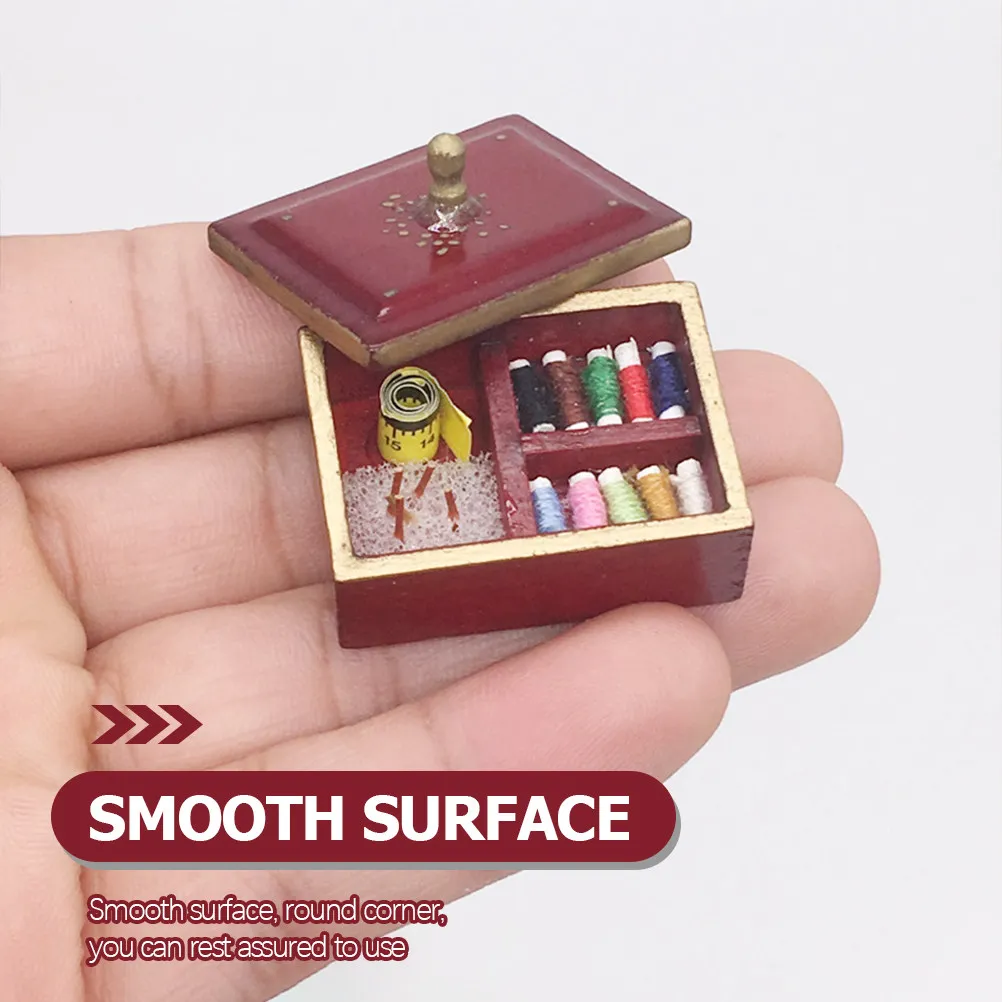 

Миниатюрная швейная шкатулка: реалистичная мебель для миниатюрного домика, декор для рабочего стола, аксессуары для микроландшафта