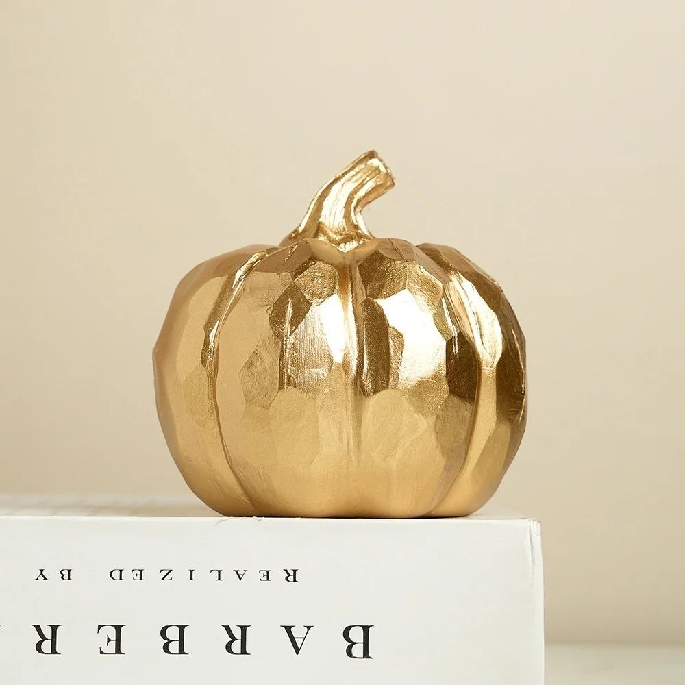 Harvest Festival Halloween Golden Section Pumpkin Sculpture Set Pumpkin Decoration Set for Living Room Dining Room Home Decor