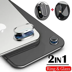 For IPhone 7 8 Plus Lens Protective Circle Ring Cover with Tempered Glass for IPhone X Lens Protective Ring Camera Protector