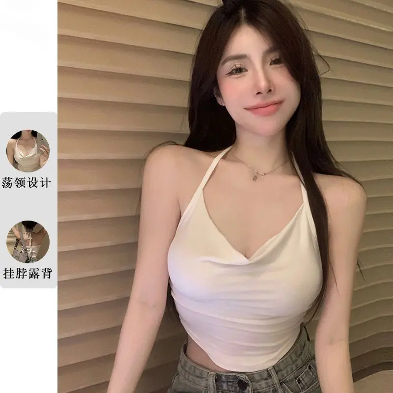 

Seductive Camisole Sensual Gathered Halter TankTop Ultralightweight Summer Crop CamiTop Contemporary Pure Aesthetic Top