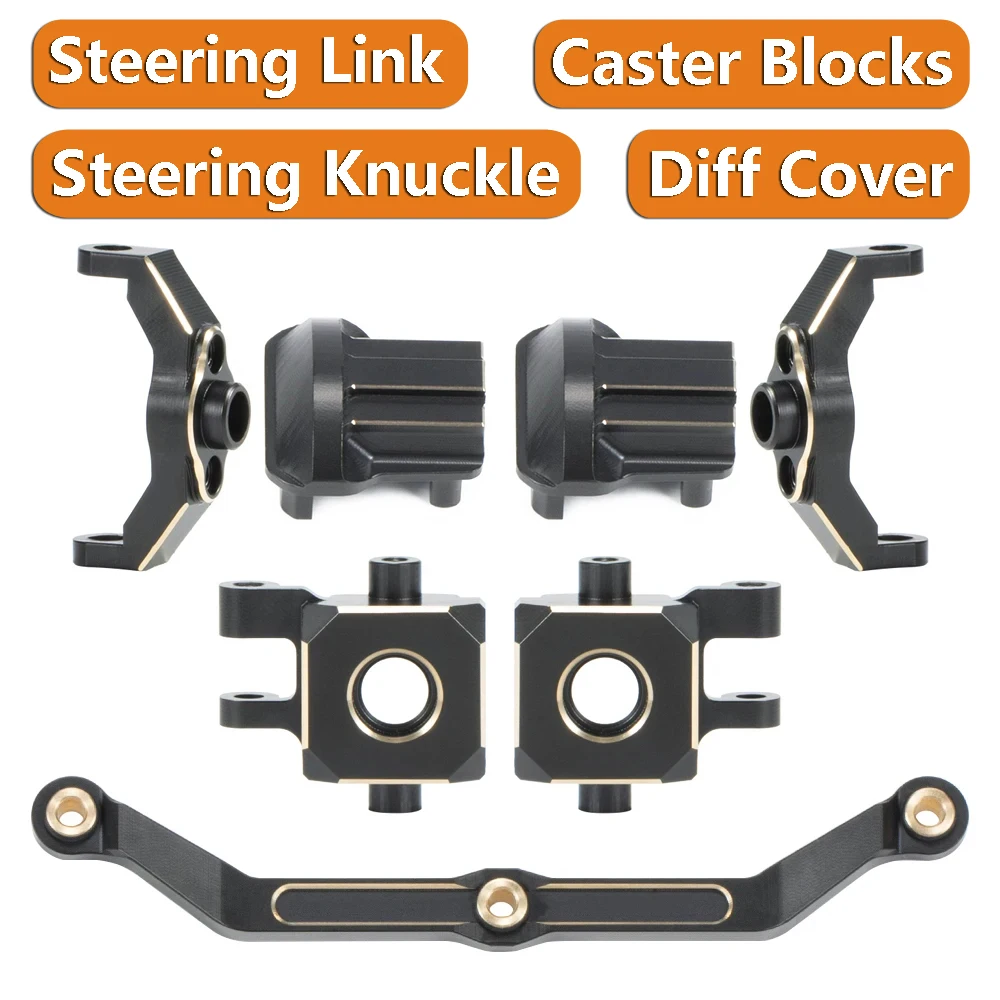 Brass Steering Link Knuckle Alex Diff Cover Caster Blocks for 1/18 TRX-4M Traxxas Defender Bronco RC Crawler Car Upgrade Parts
