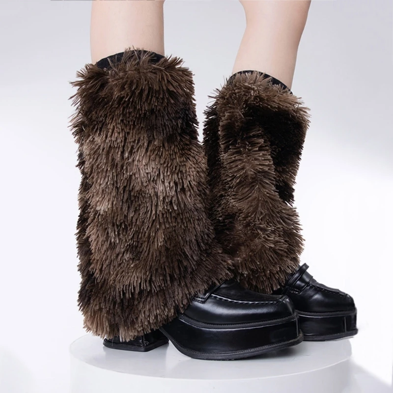 Cozy Furry Leg Covers for Women's Stylish Warm Fuzzy Plush Leg Warmers Socks for Festivals and Cold Weather Outfits