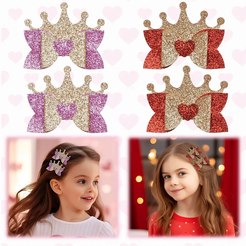 Valentine's Day Children's Hair Accessories Love Crown Shiny Kids Accessories Girls' Hair Accessories Children's Card Issuance