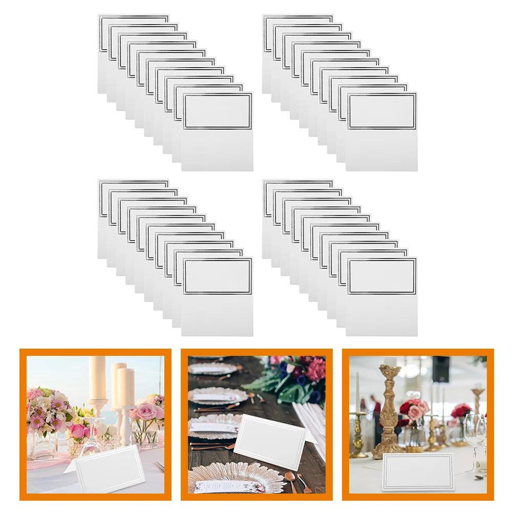 

100 Pcs Hot Stamping and Silvering Table Cards Place Reserved Signs Number Blank for Party Paper Banquet Foldable Dining