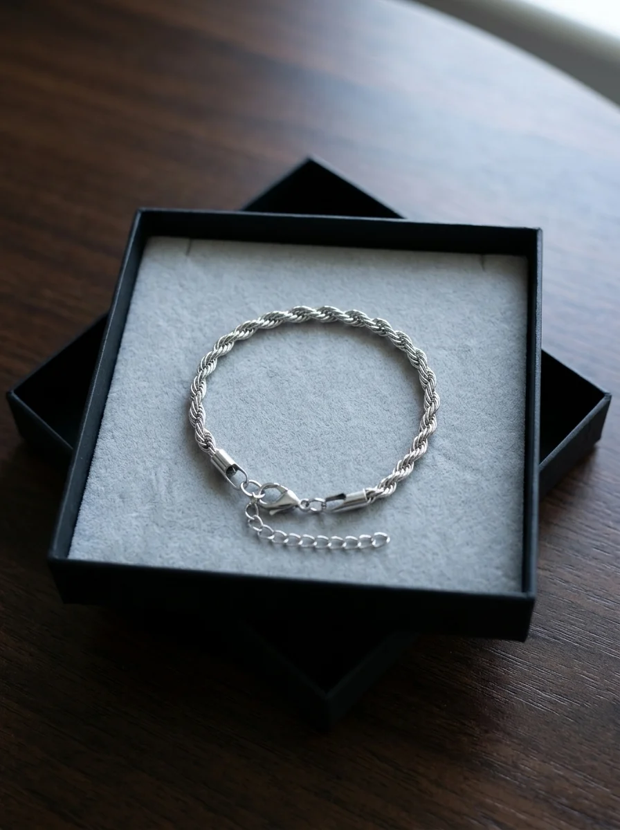 Simple Thick Twisted Rope Bracelet Titanium Steel No Fade Adjustable Stackable Minimalist Hand Chain Women’s Wrist Bracelets