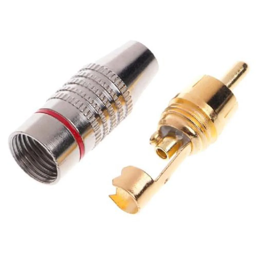 10pcs RCA Male Plug Audio Video Locking Cable Connector Gold Plated 11 * 45mm DVD Conversion TV Adapter Home Audio Accessories