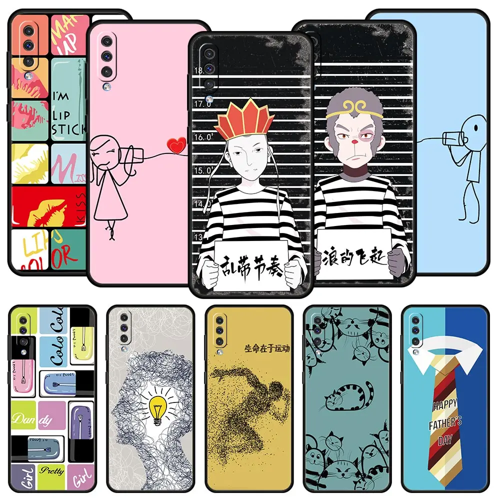 Phone Case For Samsung A56 A36 A26 A24 A12 A14 A16 A50 A70 A22 A32 A34 A54 A42 A52 5G A06 Cover Couple Art Aimple