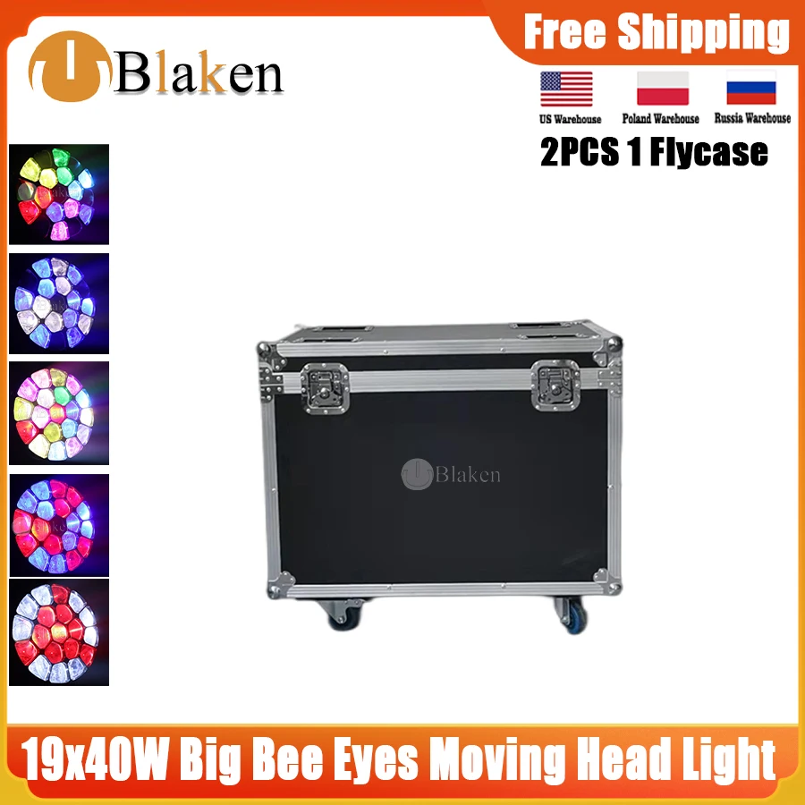 

0 Tax 1 Flight Case For stage 19X40W LED Big Bee Eye Moving Head Beam Light for DJ Disco Wedding Party Night Club Performance