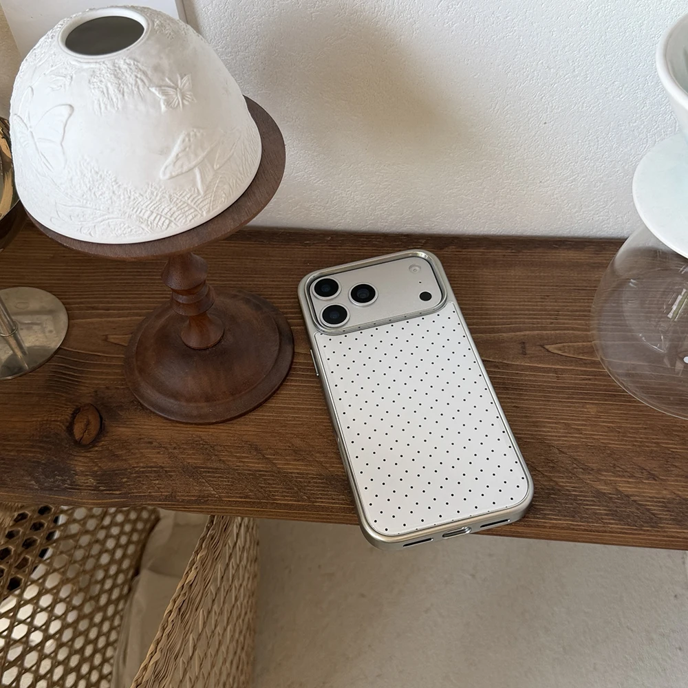 Koreanische INS Polka-Dot-Muster, galvanisierte Silber-Handyhülle für iPhone 17 Promax 18 13 14 15 16 Pro Max, stoßfeste Schutzhülle Funda – Detail 14