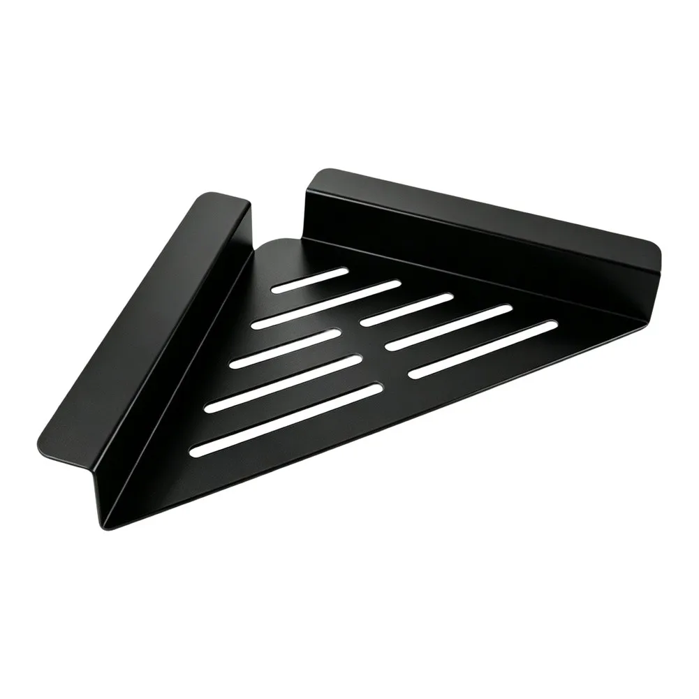 Kitchen Dish Drying Rack Corner Sink Shelf Carbon Steel Construction Triangular Shape 20 x 2.8cm Perforated Base