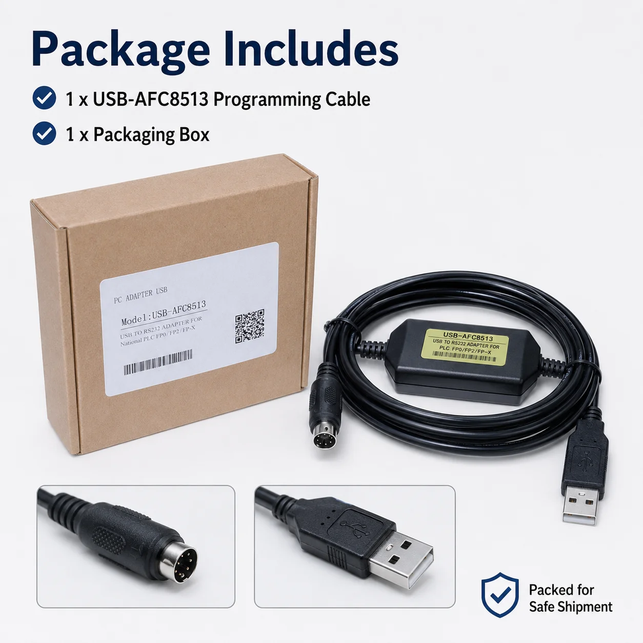USB-AFC8513 Programming Cable for Panasonic FP0 FP2 FP-M PLC, USB-A to MD5 RS232 Adapter, Stable Upload Download, 3M