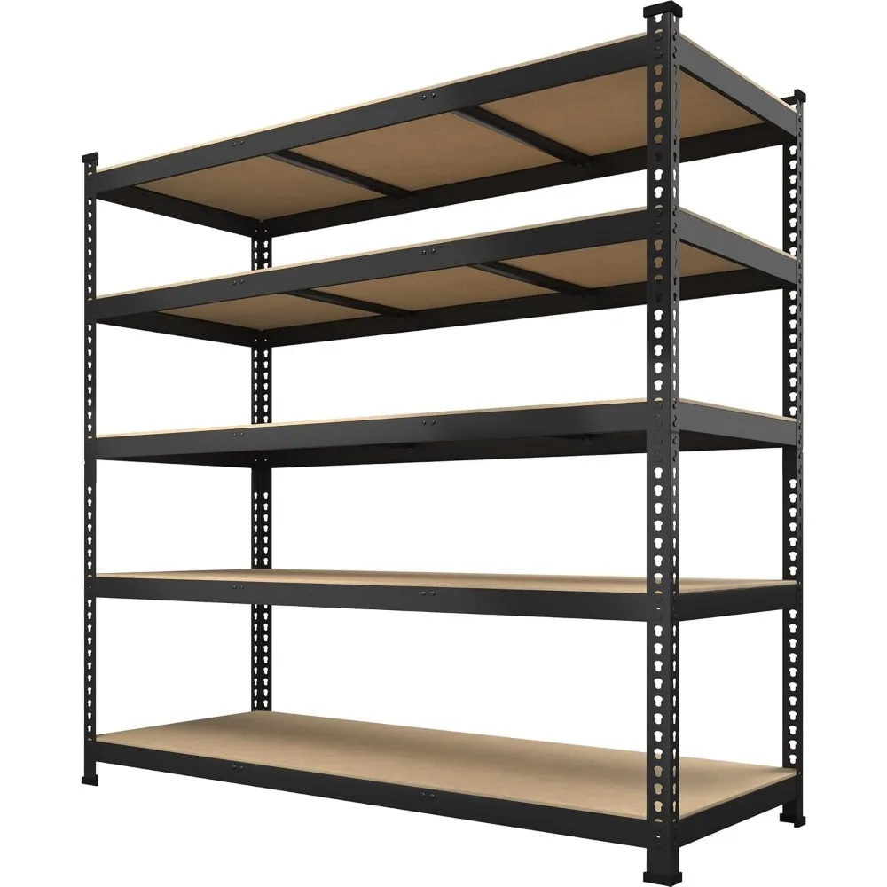 

5 Tier Adjustable Utiliy Shelves, 2000 Lbs Heavy Duty Metal Garage Shelves Units, 60x18x72 Inches Storage Shelves, Freestanding