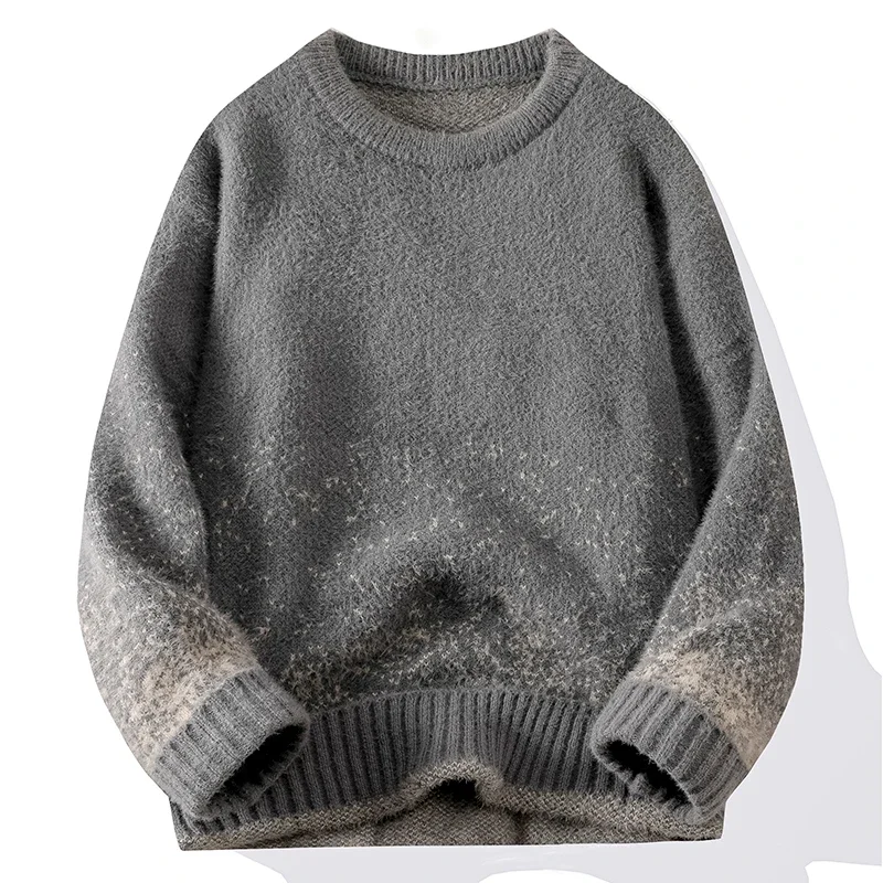 

Autumn Winter Round Neck Pajamas Two-color Knitted Wool Pajamas for Men Autumn Winter Long Sleeve Knitted Pajamas for Men