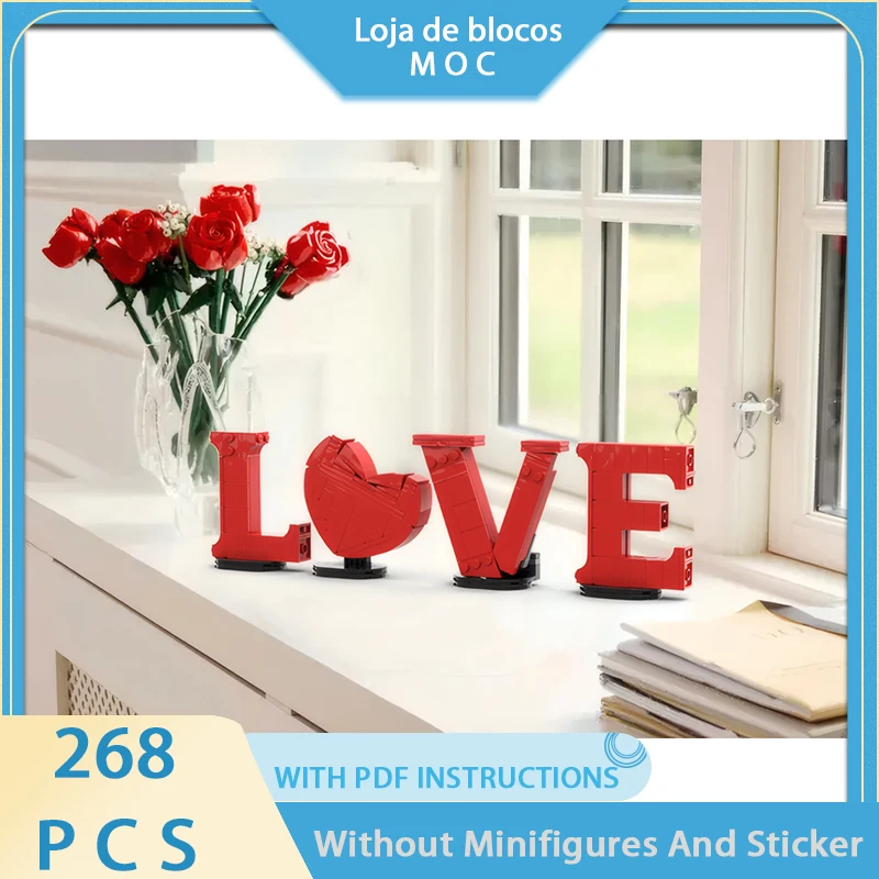 Exquisite new MOC set DIY assembly art model LOVE+heart-shaped technology modular building block toy