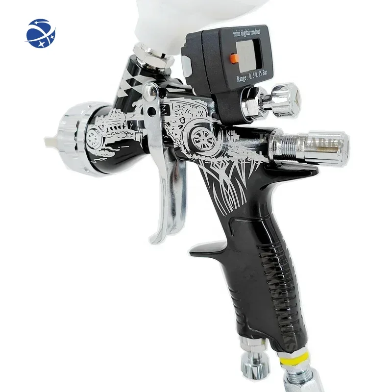 Original brand new！air pressure mini digital readout display 1.3 race van black professional best spray gun hand power