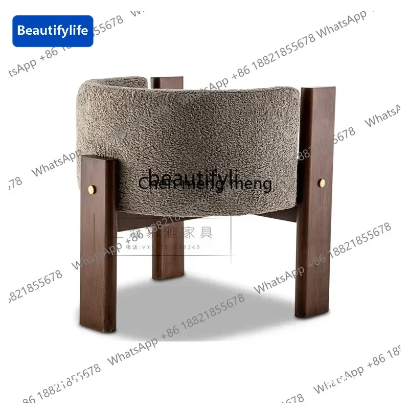 

183F Simple modern designer solid wood fabric dining chair Chinese hotel restaurant single backrest armchair