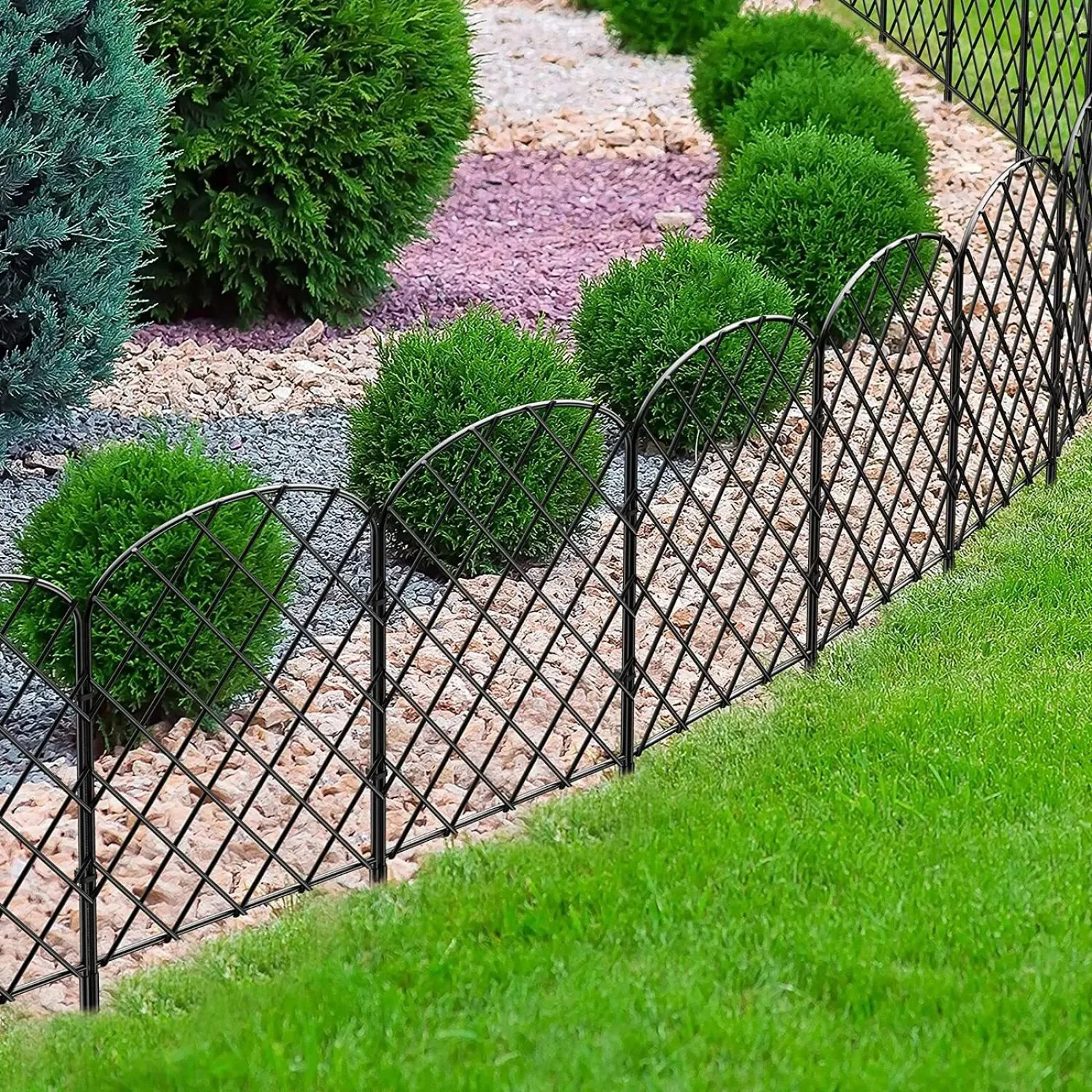 

US 25 piece garden fence 24 inches x 27 feet, rust proof metal without digging fence animal barrier-