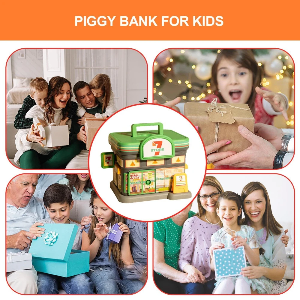 WizKidz Kids Money Bank Unbreakable Plastic Coin Piggy Bank for Kid Creative Cartoon Money Box with Handles for Savings and Cash