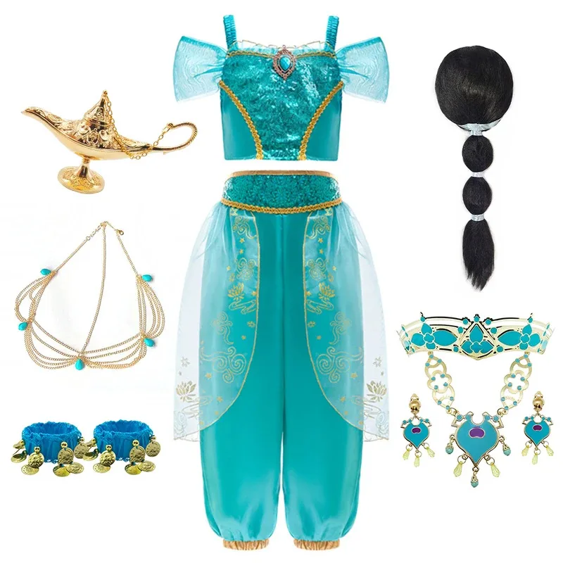 

Jasmine Cosplay Princess Clothes Girls Halloween Carnival Disguise Theme Party Costume Children Stage Performance Outfits