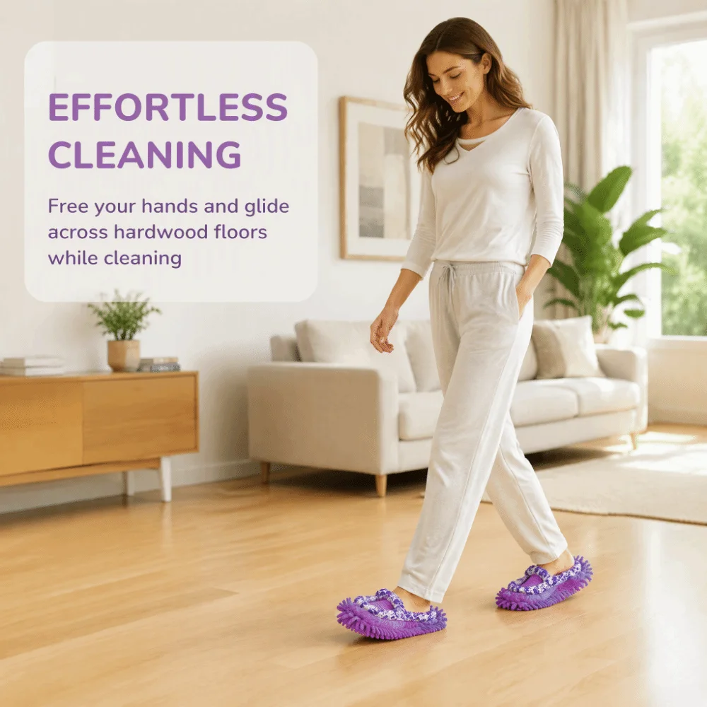 Convenient Chenille Mop Slippers Purple 30*12cm Floor Cleaning Slippers Duster Mop Slippers Home Sweeping