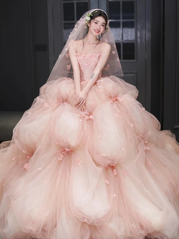 Vestido de baile rosa princ sle noite dr feminino de luxo leve poliéster fibra elástica saia longa