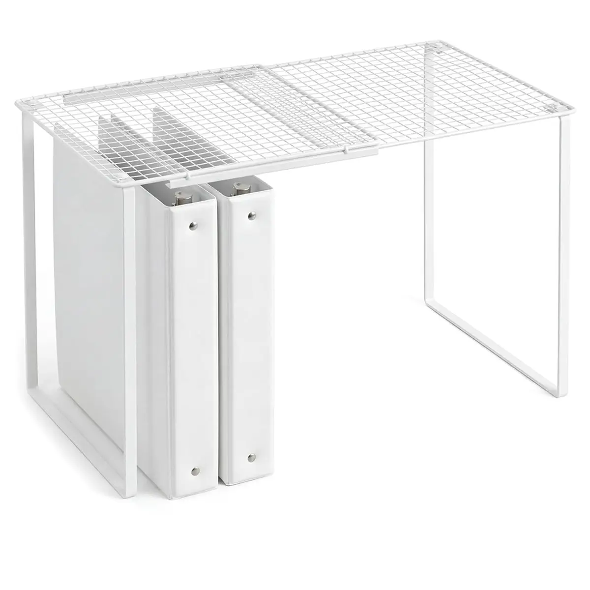 Locker Organizer Shelf Adjustable in Length for School Classroom Gym Lockers Home Storage (White)