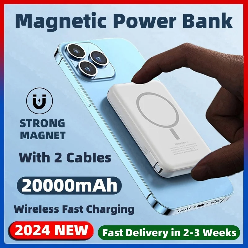 

20000mAh Magnetic Powerbank Magnetic Wireless Power Bank For iPhone 15 14 13 12 Pro Max Samsung Xiaomi Charger External Battery