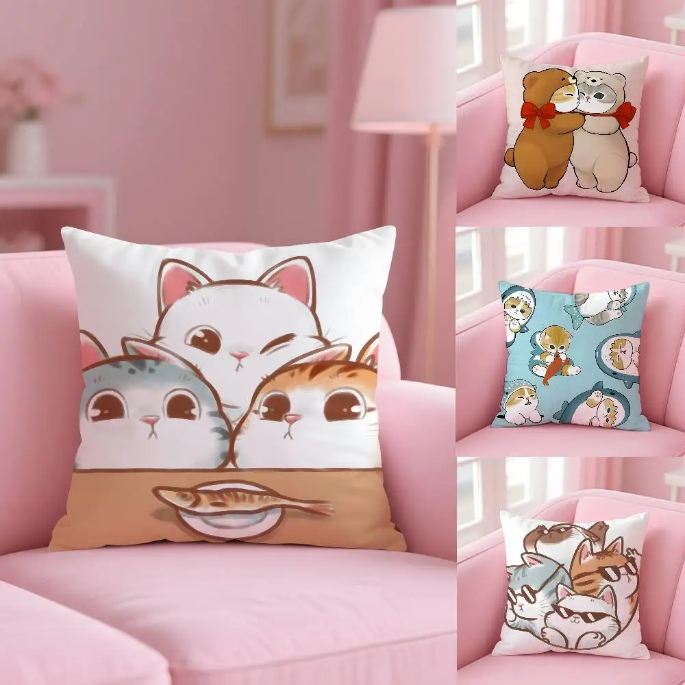 Mofusand Pillow Case Pattern Printed Pillowcase For Living Room Sofa Cushion Cover & Bedroom Decor