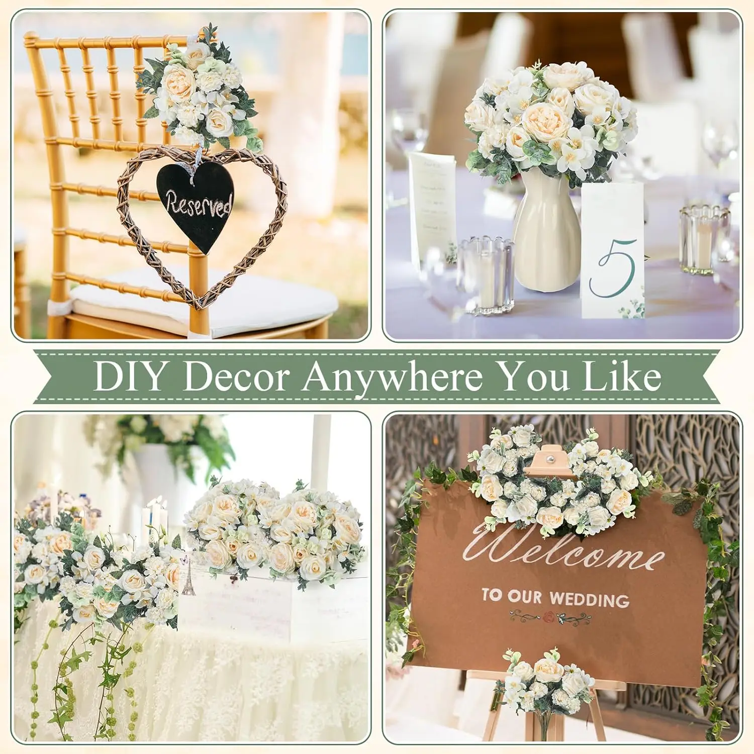 10 Stück Künstliche Blumen aus Seide, Pfingstrosen, Hortensien, für Hochzeit, Garten, Hof, Bogen, Heimdekoration, Vase, Festkranz, Blumenarrangement, DIY-Geschenk – Detail 2