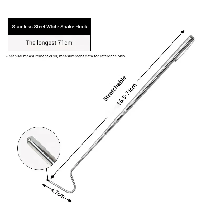 Five Segment Expansion and Contraction Stainless Steel Retractable Snake Catcher Reptile Hook Catcher