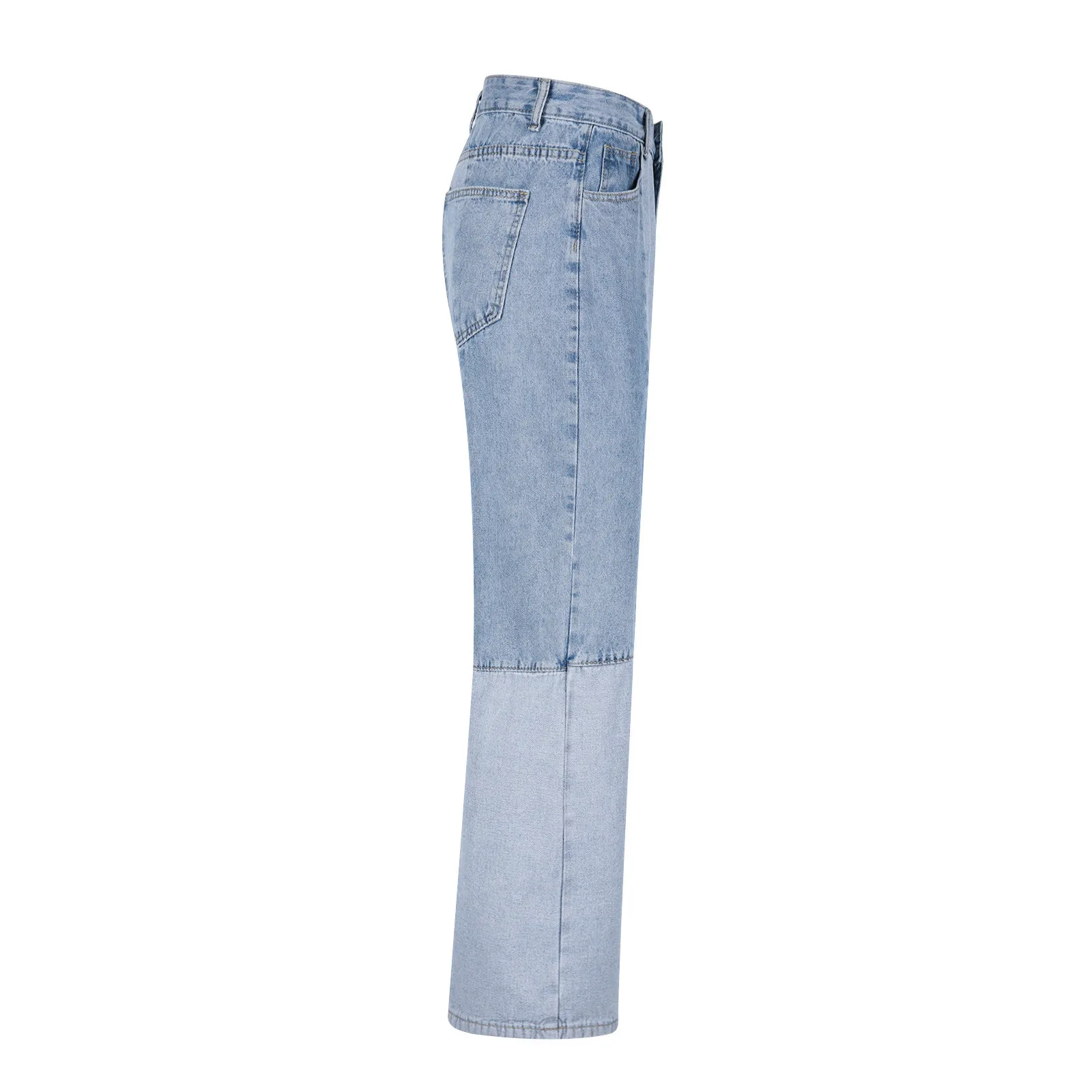 Fashion Men's Denim Korean Style Wide-leg Pants 2024 New Autumn Loose Straight-leg Jeans Patchwork Denim Trousers Male