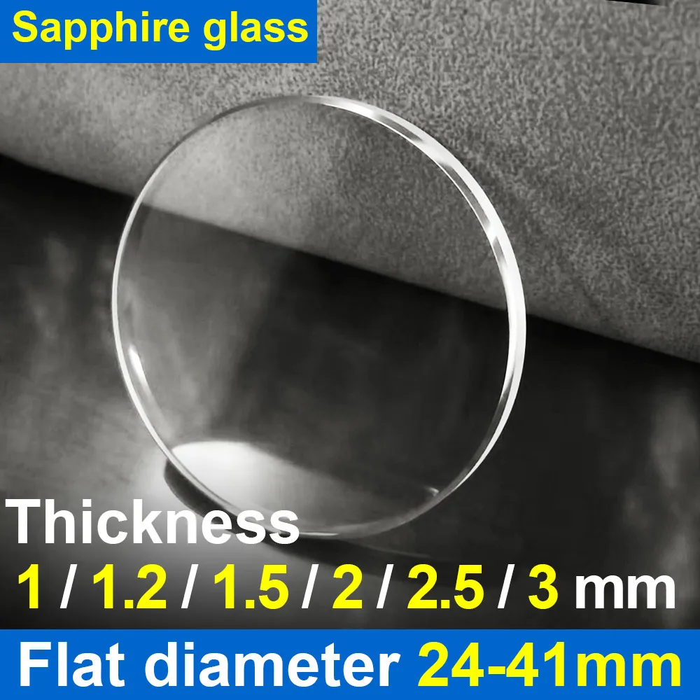 Plat Saffierglas Dik 1.0/1.2/1.5/2.0/2.5/3.0 Mm, Diameter 24-41Mm Transparant Kristal Mineraal Glas Horlogeonderdelen